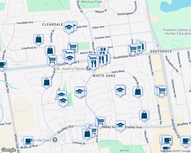 map of restaurants, bars, coffee shops, grocery stores, and more near 1750 Ernest Avenue in London