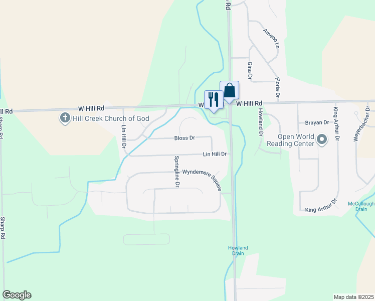 map of restaurants, bars, coffee shops, grocery stores, and more near 5110 Lin Hill Drive in Swartz Creek
