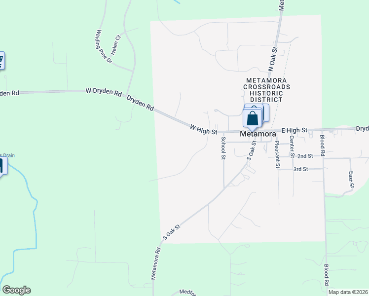 map of restaurants, bars, coffee shops, grocery stores, and more near 10900 South Ridge Road in Metamora