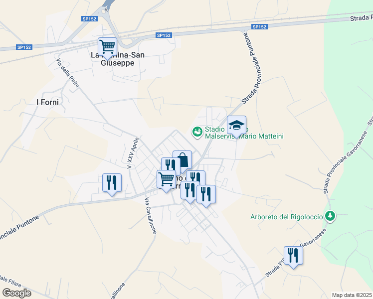 map of restaurants, bars, coffee shops, grocery stores, and more near 21 Via Benigno Zaccagnini in Bagno di Gavorrano