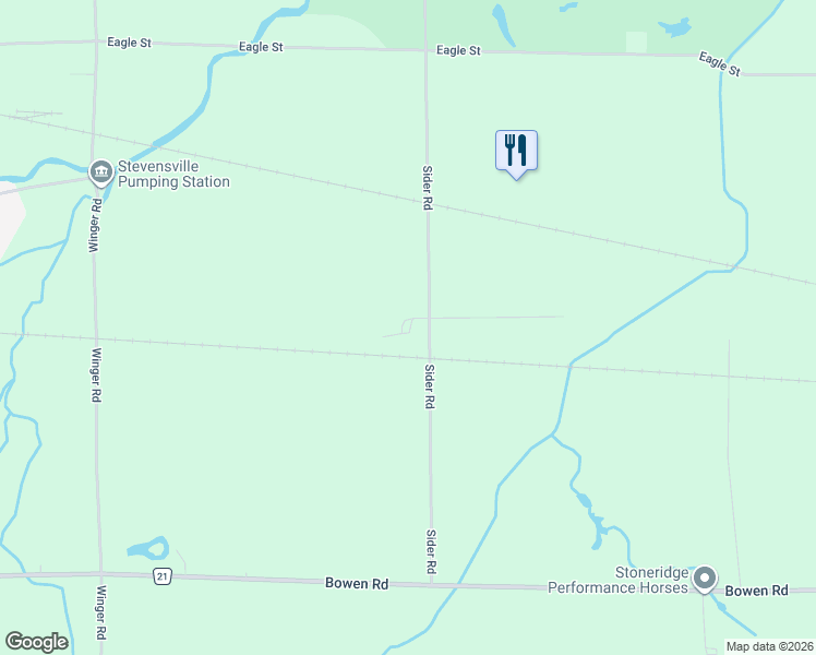 map of restaurants, bars, coffee shops, grocery stores, and more near 2391 Sider Road in Fort Erie