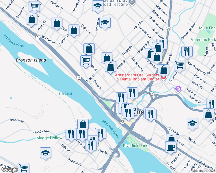 map of restaurants, bars, coffee shops, grocery stores, and more near 52 Division Street in Amsterdam
