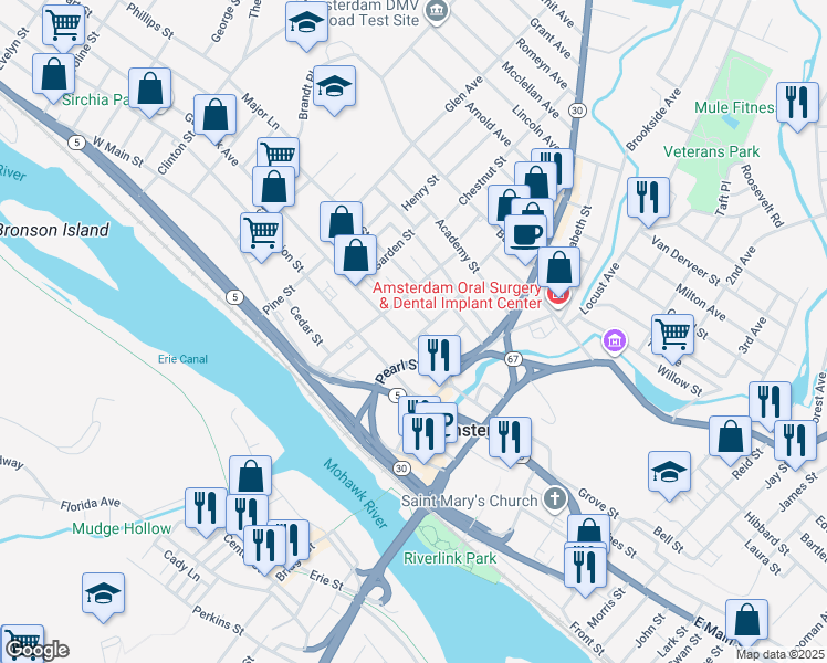 map of restaurants, bars, coffee shops, grocery stores, and more near 6 Kimball Street in Amsterdam