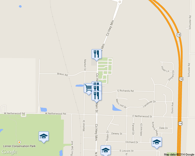 map of restaurants, bars, coffee shops, grocery stores, and more near 958 County Highway Mm in Oregon