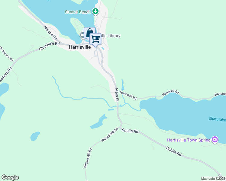 map of restaurants, bars, coffee shops, grocery stores, and more near 132 Main Street in Harrisville