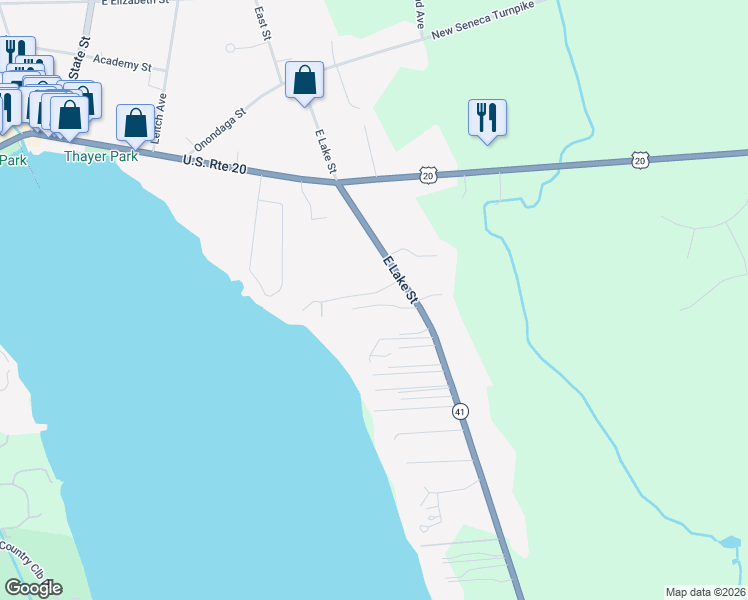 map of restaurants, bars, coffee shops, grocery stores, and more near 2 Gayle Road in Skaneateles