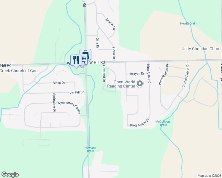 map of restaurants, bars, coffee shops, grocery stores, and more near 4432 Sprauge Lane in Swartz Creek