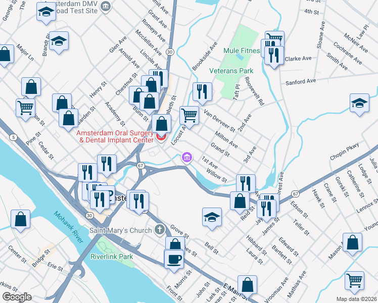 map of restaurants, bars, coffee shops, grocery stores, and more near 1 Willow Street in Amsterdam