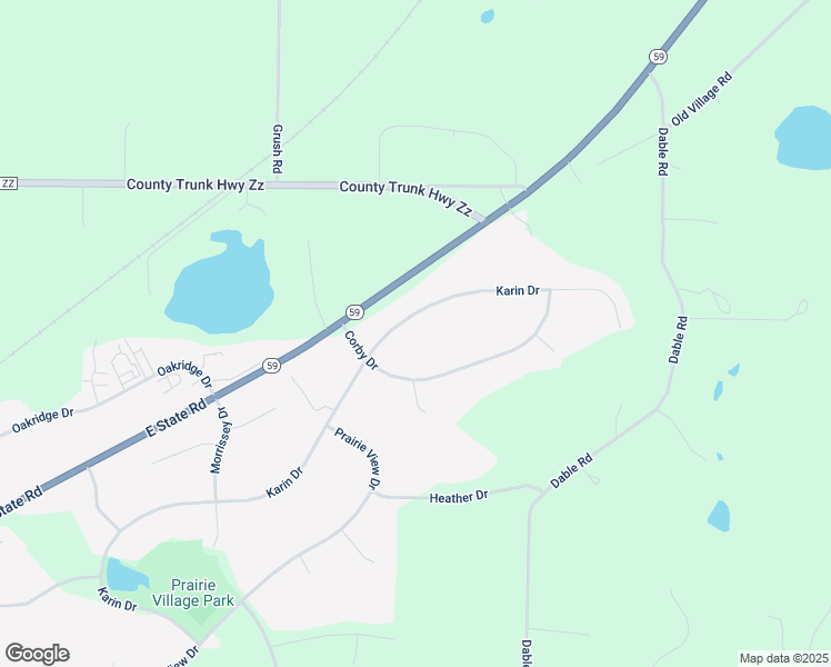 map of restaurants, bars, coffee shops, grocery stores, and more near 204 Karin Dr in North Prairie