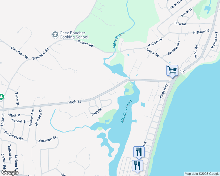 map of restaurants, bars, coffee shops, grocery stores, and more near 464 New Hampshire 27 in Hampton