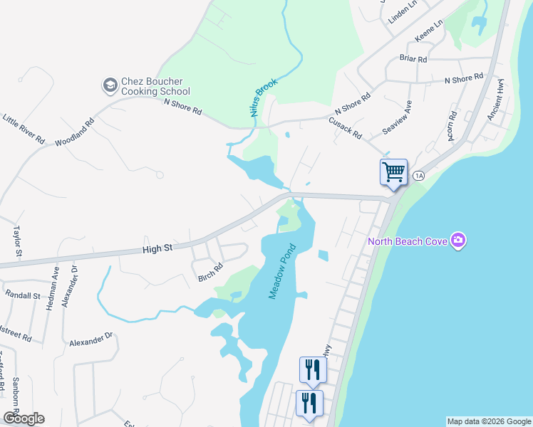 map of restaurants, bars, coffee shops, grocery stores, and more near 501 High Street in Hampton