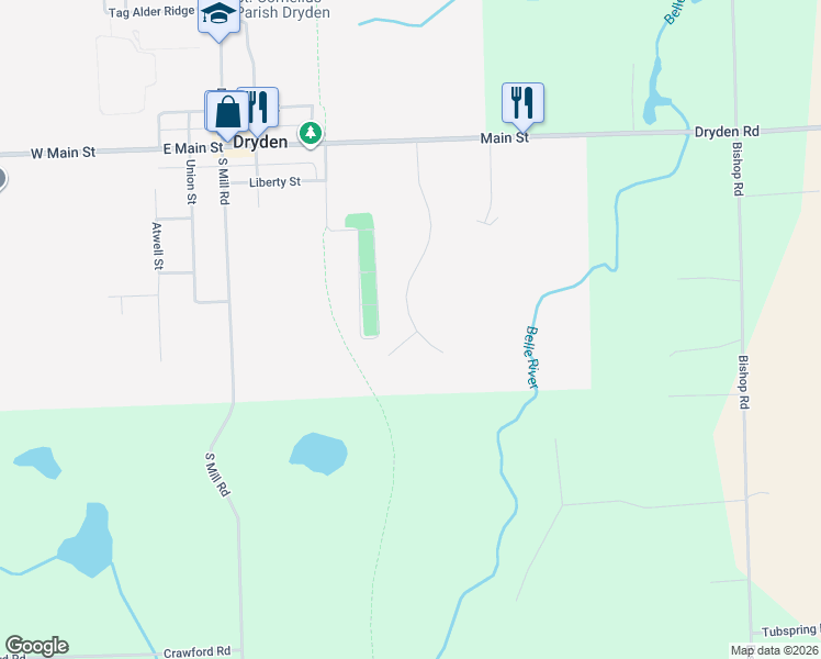 map of restaurants, bars, coffee shops, grocery stores, and more near 33 Pine Ridge Drive in Dryden