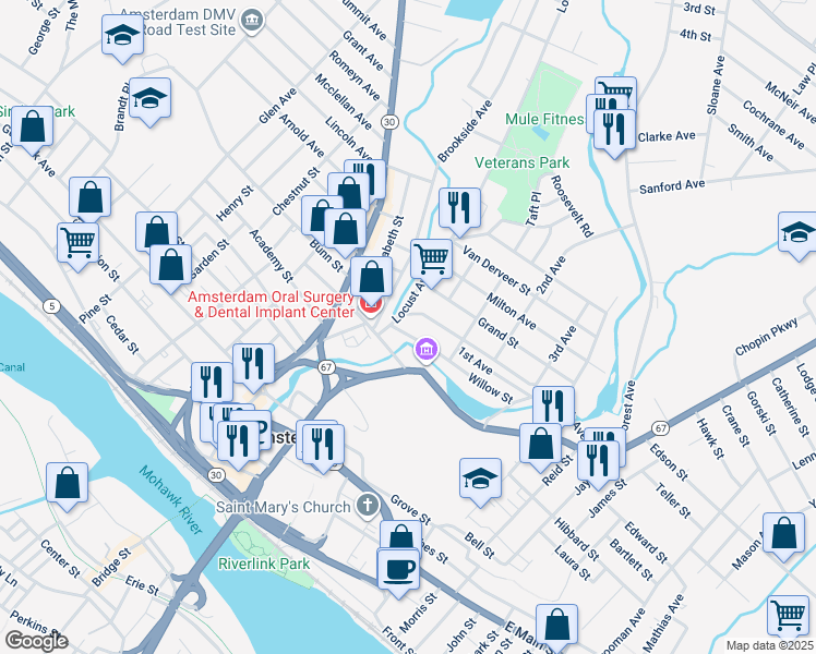map of restaurants, bars, coffee shops, grocery stores, and more near 1 Willow Street in Amsterdam