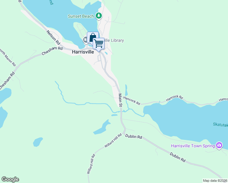 map of restaurants, bars, coffee shops, grocery stores, and more near 132 Main Street in Harrisville