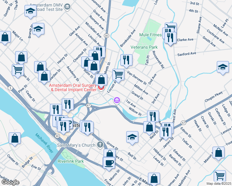 map of restaurants, bars, coffee shops, grocery stores, and more near 1 Willow Street in Amsterdam