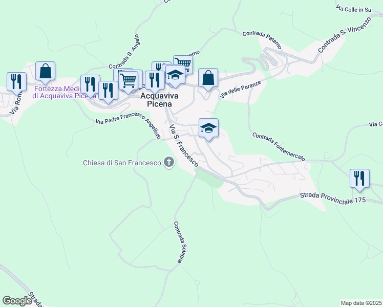 map of restaurants, bars, coffee shops, grocery stores, and more near 10 Via G. Mazzini in Acquaviva Picena