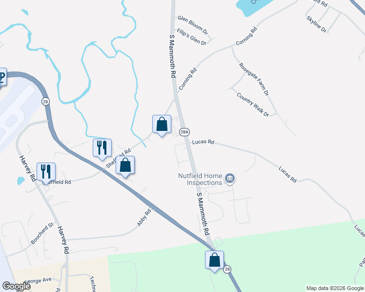 map of restaurants, bars, coffee shops, grocery stores, and more near 21 Lynx Way in Manchester