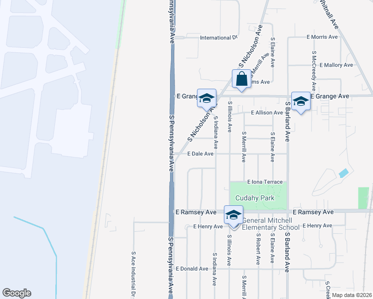 map of restaurants, bars, coffee shops, grocery stores, and more near 2419 East Dale Avenue in Cudahy