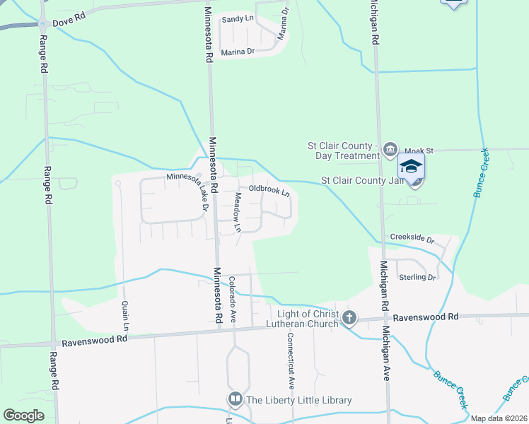 map of restaurants, bars, coffee shops, grocery stores, and more near Oldbrook Lane in Port Huron
