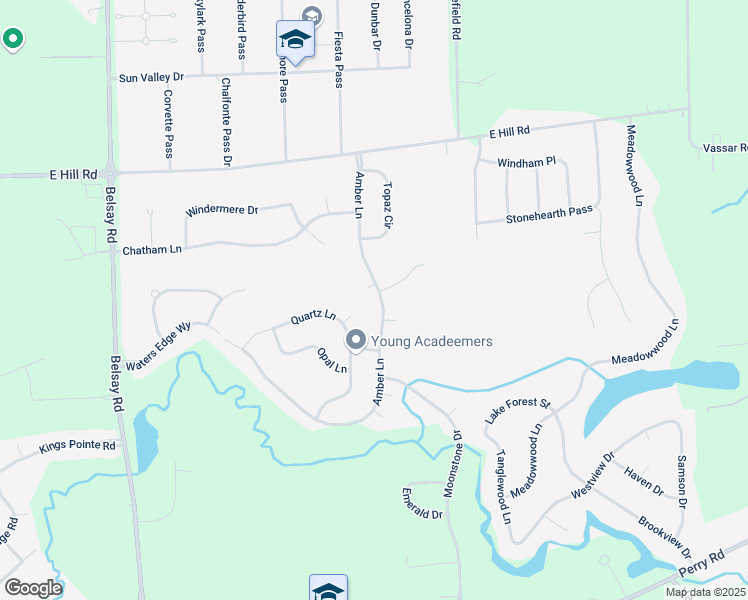 map of restaurants, bars, coffee shops, grocery stores, and more near 6138 Amber Lane in Grand Blanc