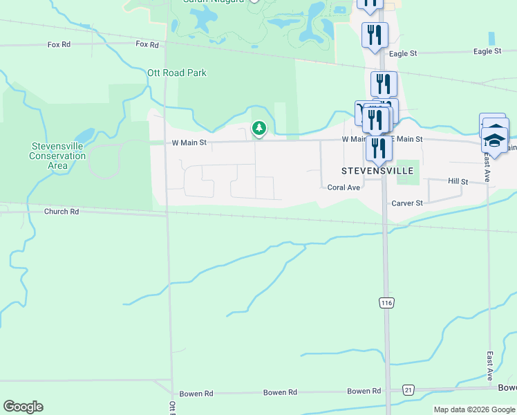 map of restaurants, bars, coffee shops, grocery stores, and more near 3823 Settler's Cove Drive in Fort Erie