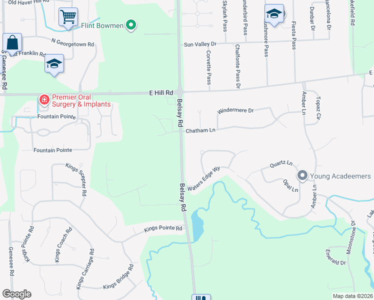 map of restaurants, bars, coffee shops, grocery stores, and more near 6137 Belsay Road in Grand Blanc