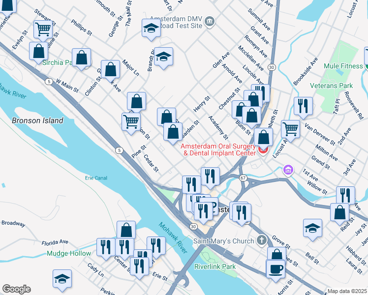 map of restaurants, bars, coffee shops, grocery stores, and more near 11 Garden Street in Amsterdam