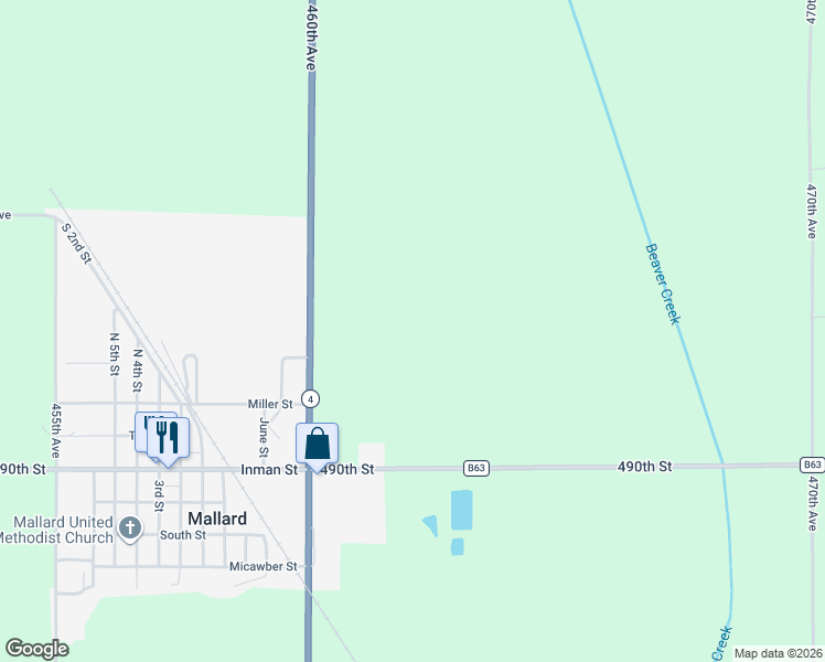 map of restaurants, bars, coffee shops, grocery stores, and more near in Mallard