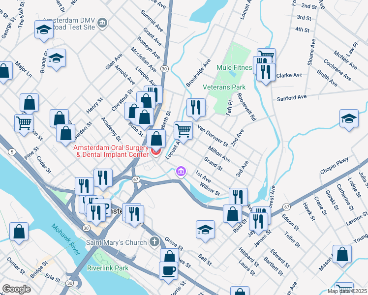 map of restaurants, bars, coffee shops, grocery stores, and more near 4 Grand Street in Amsterdam