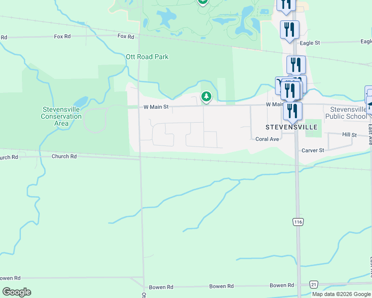 map of restaurants, bars, coffee shops, grocery stores, and more near 3962 Lower Coach Road in Fort Erie