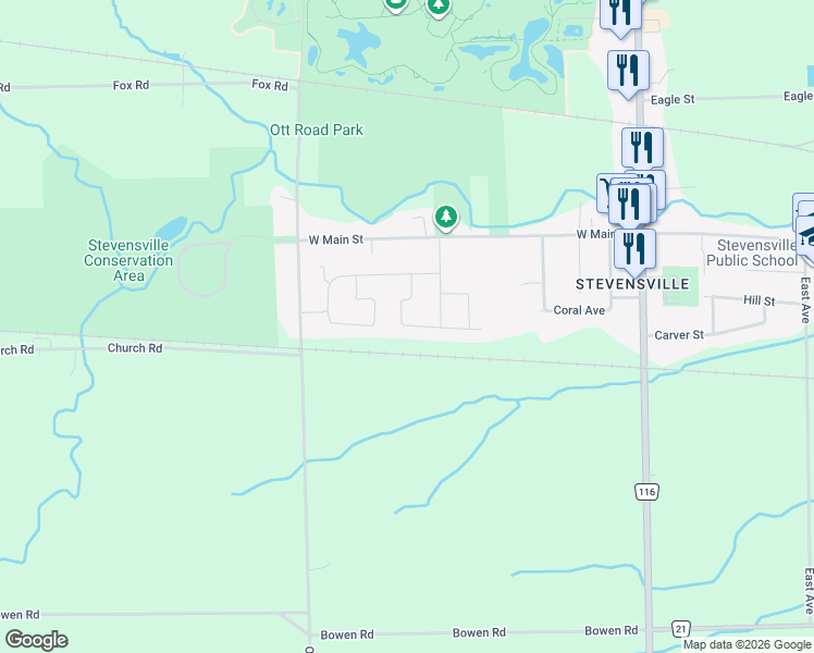 map of restaurants, bars, coffee shops, grocery stores, and more near 3962 Lower Coach Road in Fort Erie