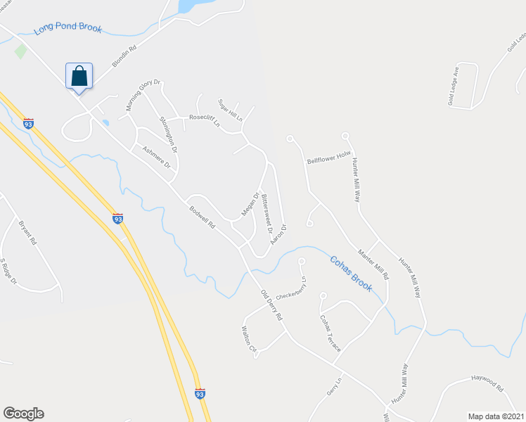 map of restaurants, bars, coffee shops, grocery stores, and more near 74 Bittersweet Drive in Manchester
