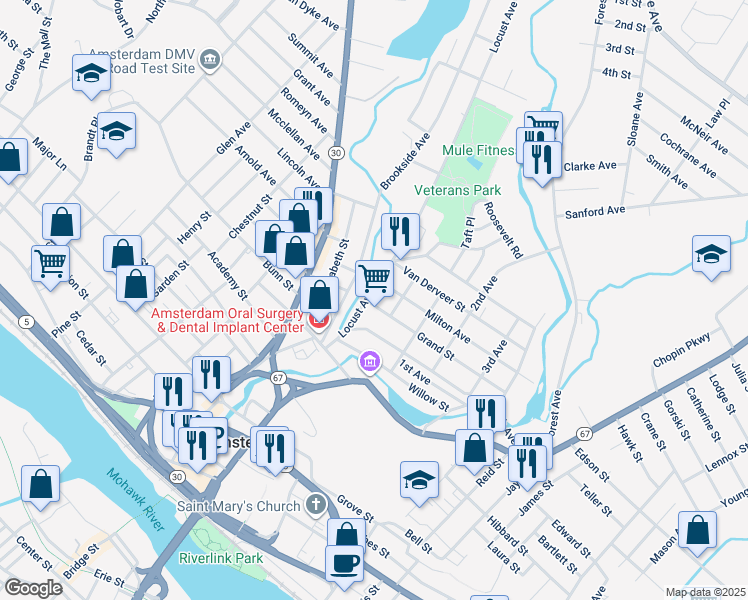 map of restaurants, bars, coffee shops, grocery stores, and more near 4 Grand Street in Amsterdam