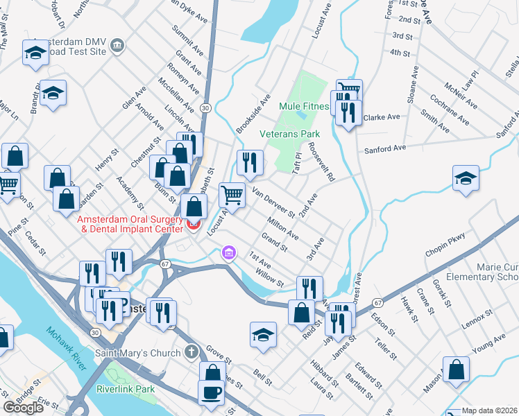 map of restaurants, bars, coffee shops, grocery stores, and more near 11 Milton Avenue in Amsterdam
