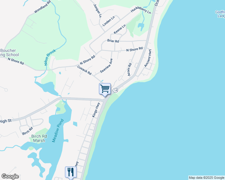 map of restaurants, bars, coffee shops, grocery stores, and more near 954 Ocean Boulevard in Hampton