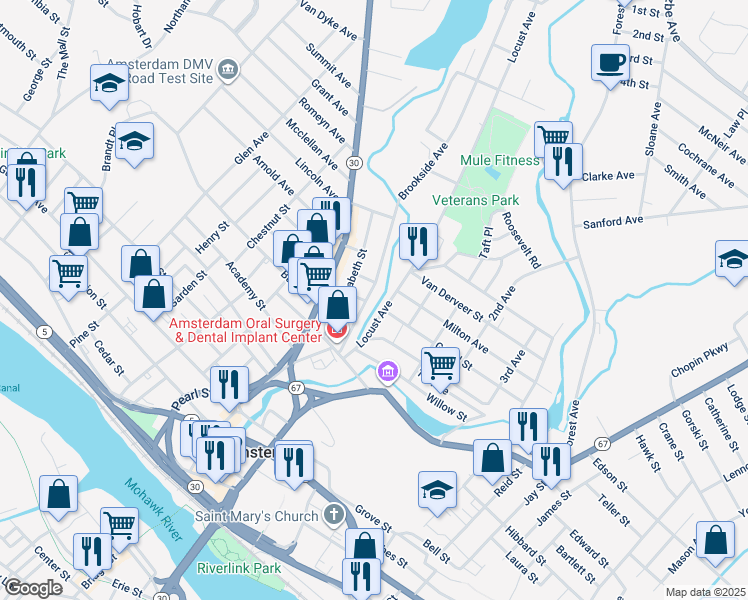 map of restaurants, bars, coffee shops, grocery stores, and more near 4 Grand Street in Amsterdam