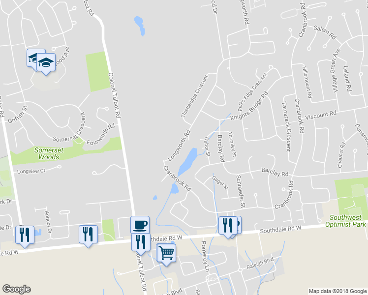 map of restaurants, bars, coffee shops, grocery stores, and more near 946 Longworth Road in London