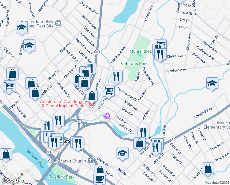 map of restaurants, bars, coffee shops, grocery stores, and more near 11 Milton Avenue in Amsterdam
