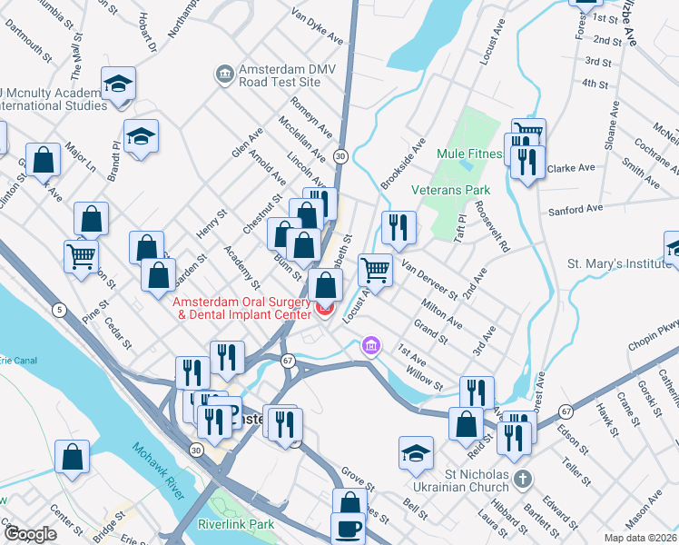 map of restaurants, bars, coffee shops, grocery stores, and more near 149 Market Street in Amsterdam