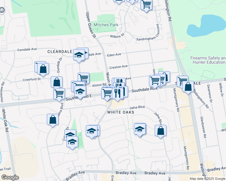 map of restaurants, bars, coffee shops, grocery stores, and more near 501 Alston Road in London