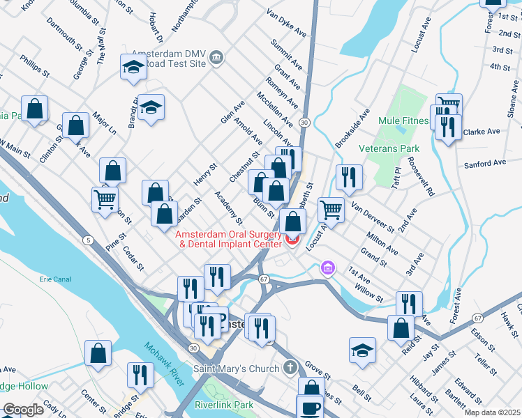 map of restaurants, bars, coffee shops, grocery stores, and more near 26 Bunn Street in Amsterdam