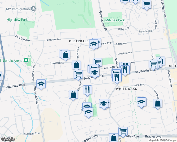 map of restaurants, bars, coffee shops, grocery stores, and more near 441 Stockton Street in London