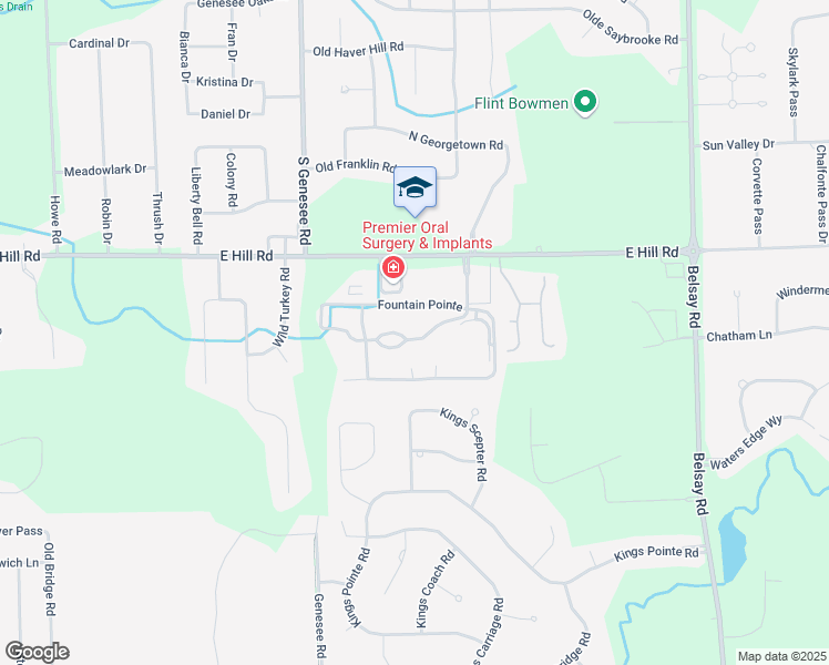 map of restaurants, bars, coffee shops, grocery stores, and more near 6054 Fountain Pointe in Grand Blanc
