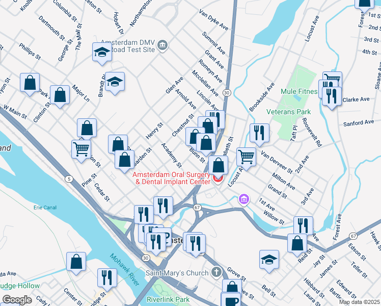 map of restaurants, bars, coffee shops, grocery stores, and more near 26 Bunn Street in Amsterdam