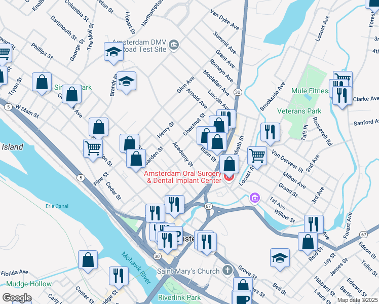 map of restaurants, bars, coffee shops, grocery stores, and more near 26 Bunn Street in Amsterdam