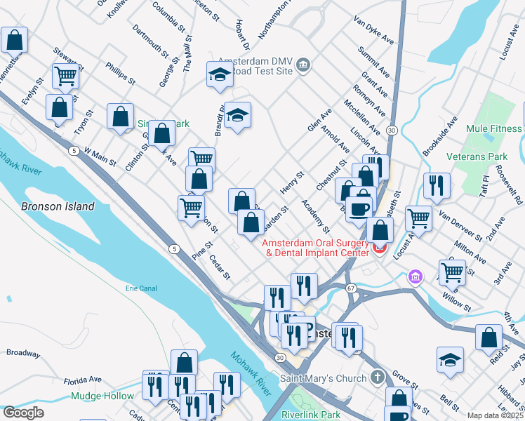 map of restaurants, bars, coffee shops, grocery stores, and more near 3 Union Street in Amsterdam