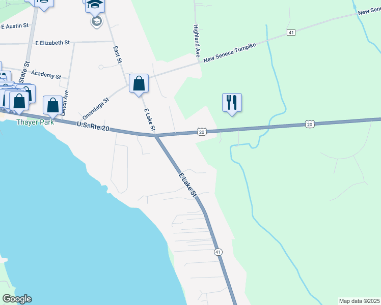 map of restaurants, bars, coffee shops, grocery stores, and more near 1333 U.S. Route 20 in Skaneateles