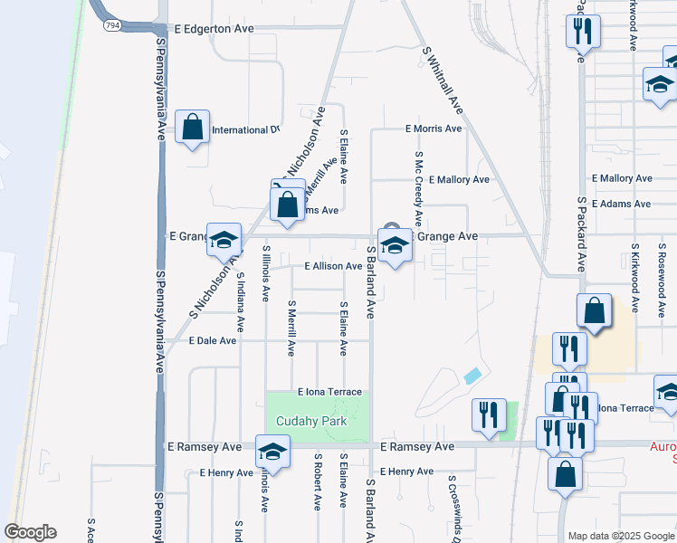 map of restaurants, bars, coffee shops, grocery stores, and more near 3043 East Allison Avenue in Cudahy