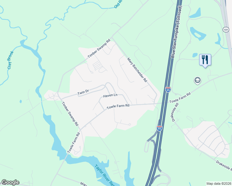map of restaurants, bars, coffee shops, grocery stores, and more near 4 Alison Circle in Hampton