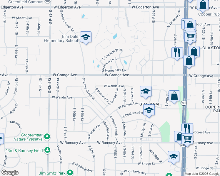 map of restaurants, bars, coffee shops, grocery stores, and more near 3529 West Wanda Avenue in Milwaukee